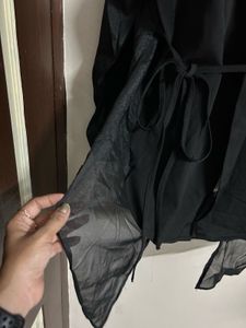 Chic Black Sheer Panel Blazer