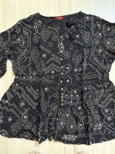 Stylish Printed Black Kurta