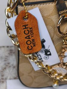 Coach khaki Chain shoulder bag with charm