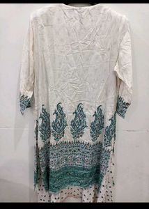Elegant White &amp; Teal Kurta Set