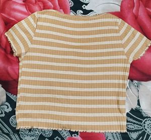 Striped Button-Up Cropped Top