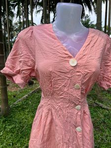 Cute Pink Button-Up Mini Dress
