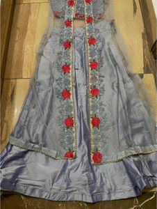 Grey Embroidered Lehenga Choli Set