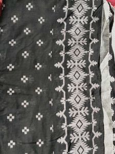 Black and silver khadi saree