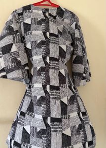 Black &amp; White fit and flare dres