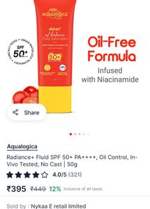 Aqualogica Detan Oil Balance Fluid Sunscreen SPF50