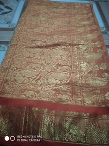 Old Vintage Silk Saree Golden Zari Work