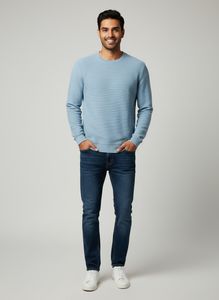 Studio M Blue Textured Knit Sweater