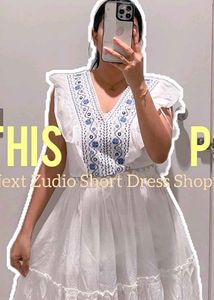 White Embroidered Mini Dress