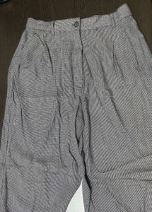 Gray Plaid Patterned Trousers