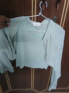 Sea Green Crop Top &amp; Bolero Set
