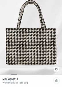 Stylish Houndstooth Tote Bag