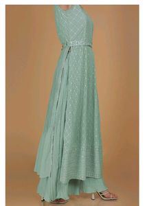 Mint Green Flared Palazzo Suitare Trouser Suit