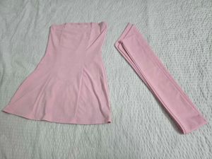 Light Pink Tube mini dress with scarf bust 36