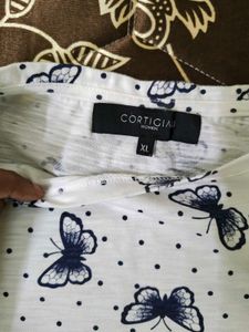 White Butterfly Print Top