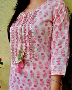 Pink Block Print Kurti