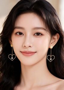Gold Heart Drop Earrings