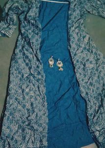 Elegant Blue Printed Kurta with Jacket