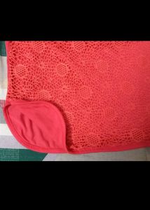 Coral Crochet Top with Rhinestone Anchor