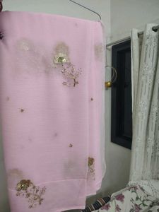 pink chiffon saree