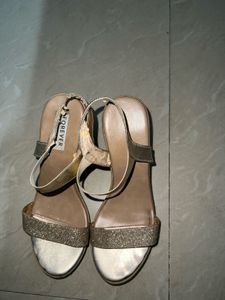 Women's Gold Glitter Wedge Sandals