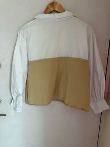 Colorblock Collared Long Sleeve Top