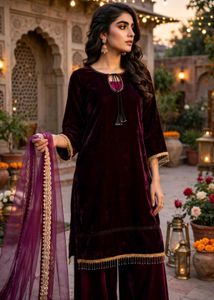 Elegant Velvet Kurti Set with Dupatta