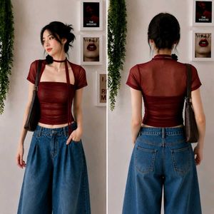 Sheer Mesh Top with Neck Accessory