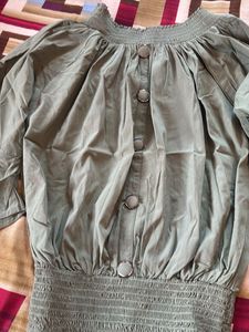 olive green off shoulder top