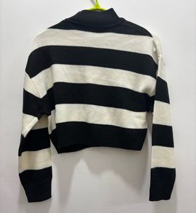 H&amp;M Polo Neck Striped Cropped Sweater (XS)