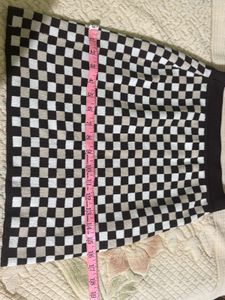 Checkerboard Knit Midi Skirt