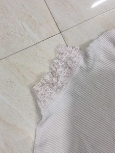 Ribbed Turtleneck with Lace Detail