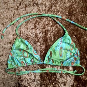 Retro Swirl Print Bikini Top
