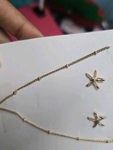 Sale _Gold Starfish Necklace and Earring Set