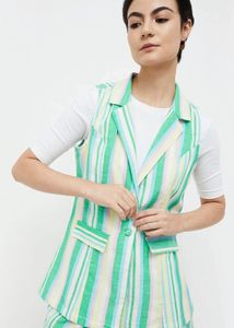 Striped Sleeveless Blazer