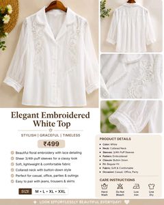 Elegant Embroidered White Top