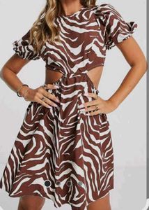 Trendy Zebra Print Cut-Out Mini Dress