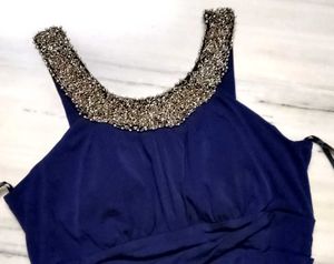 💙❤️‍🔥90's Chic Neavy Blue Embellished Dress
