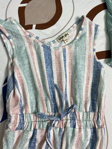 Girls' Striped Jumpsuit &amp; Cardigan