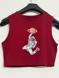 Red Astronaut Graphic Tank Top