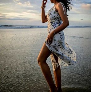 Floral Print Summer Dress with High Slit