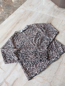 Leopard Print Mesh Top