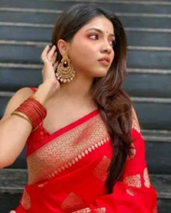 BANARASI SILK Red Saree with Gold Border😍🥰🤩
