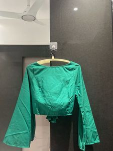 Emerald Green Bell Sleeve Blouse