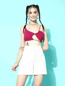 Magenta Cutout Crop Top