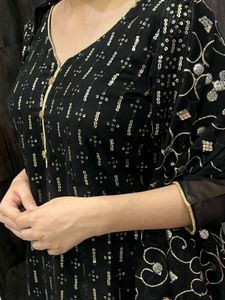Elegant Black Sequined suit with Dupatta