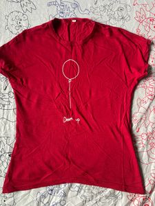 Red T-Shirt with Balloon Graphic