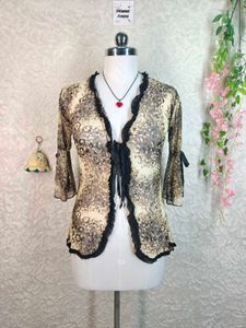 Sheer Bell Sleeve Tie-Front Top