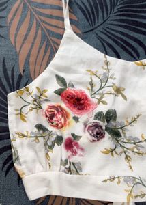 Floral Print Crop Top with Tie