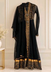 Elegant Black & Gold Anarkali Set